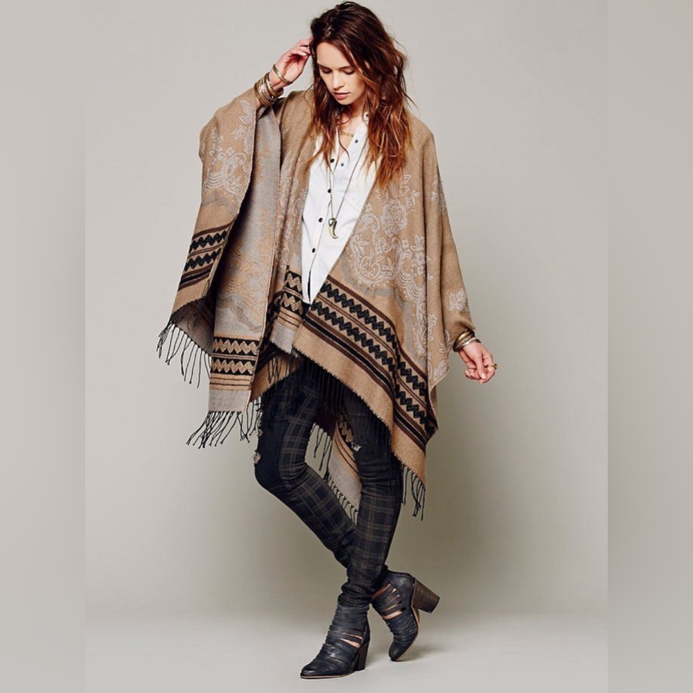 one size free people shawl floral print kimono